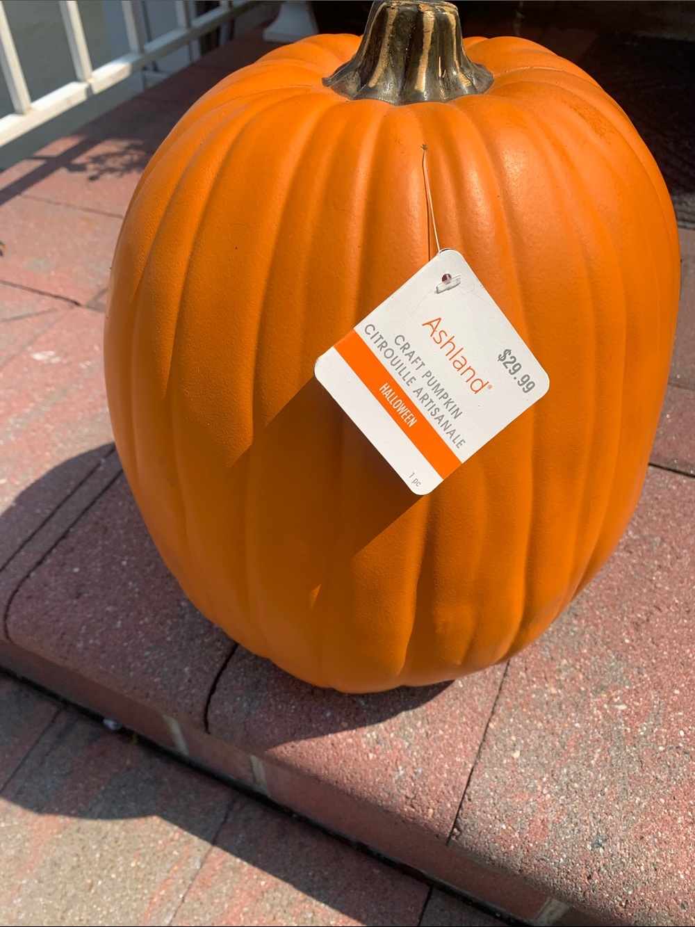 🆕- Ashland Orange Craft Faux Pumpkin with Distressed Gold Stem - Picture 3 of 6